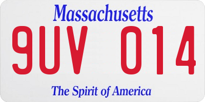 MA license plate 9UV014