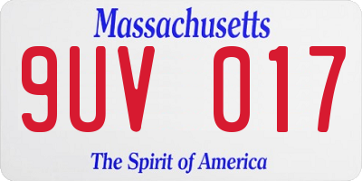 MA license plate 9UV017