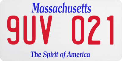 MA license plate 9UV021