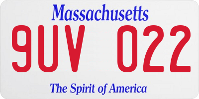 MA license plate 9UV022