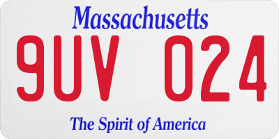 MA license plate 9UV024