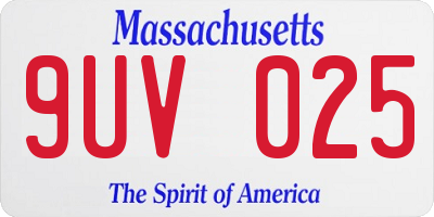 MA license plate 9UV025