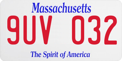 MA license plate 9UV032