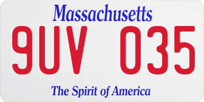 MA license plate 9UV035