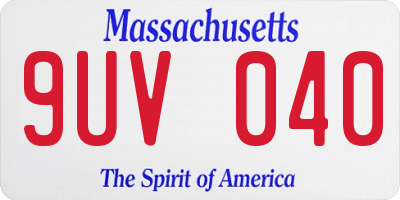 MA license plate 9UV040