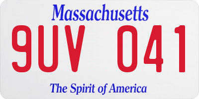 MA license plate 9UV041