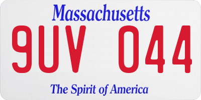 MA license plate 9UV044