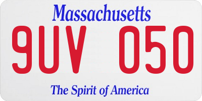 MA license plate 9UV050