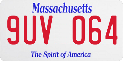MA license plate 9UV064