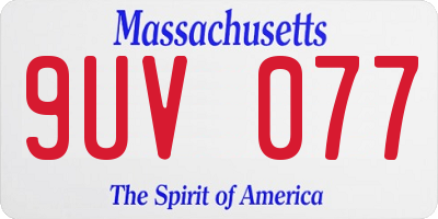 MA license plate 9UV077