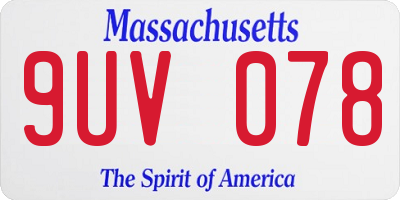 MA license plate 9UV078