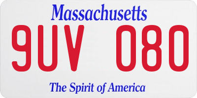 MA license plate 9UV080
