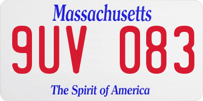 MA license plate 9UV083