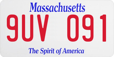 MA license plate 9UV091