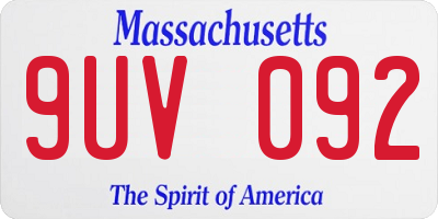 MA license plate 9UV092