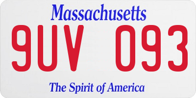MA license plate 9UV093