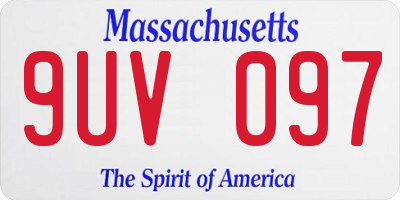 MA license plate 9UV097