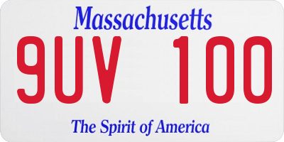 MA license plate 9UV100