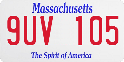 MA license plate 9UV105