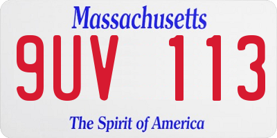 MA license plate 9UV113