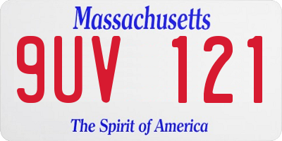 MA license plate 9UV121