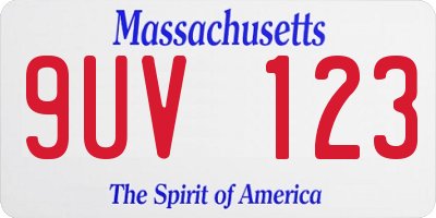 MA license plate 9UV123