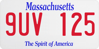 MA license plate 9UV125