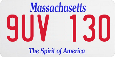 MA license plate 9UV130