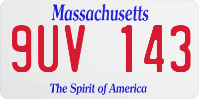 MA license plate 9UV143