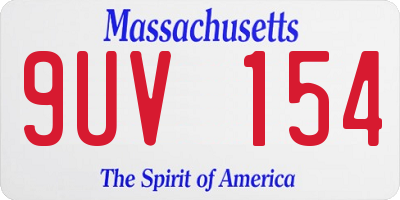MA license plate 9UV154