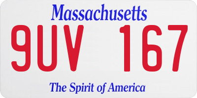 MA license plate 9UV167