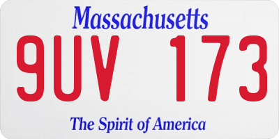 MA license plate 9UV173