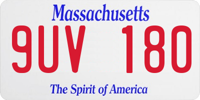 MA license plate 9UV180