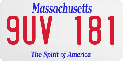 MA license plate 9UV181