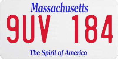 MA license plate 9UV184