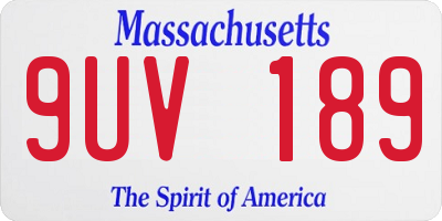 MA license plate 9UV189