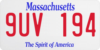 MA license plate 9UV194
