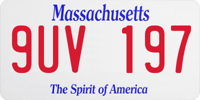 MA license plate 9UV197