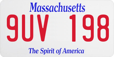 MA license plate 9UV198