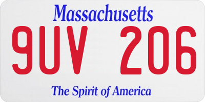 MA license plate 9UV206
