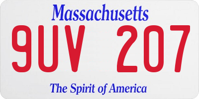 MA license plate 9UV207