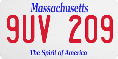 MA license plate 9UV209