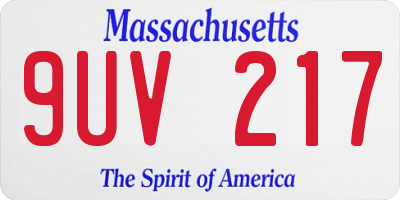 MA license plate 9UV217