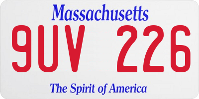 MA license plate 9UV226