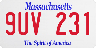 MA license plate 9UV231
