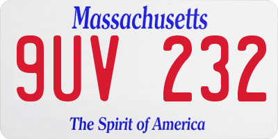 MA license plate 9UV232