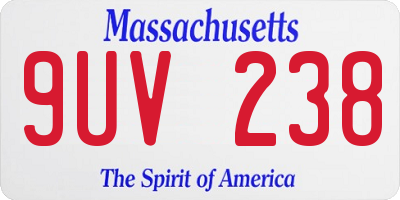 MA license plate 9UV238