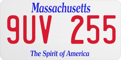 MA license plate 9UV255