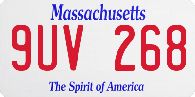 MA license plate 9UV268