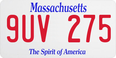 MA license plate 9UV275